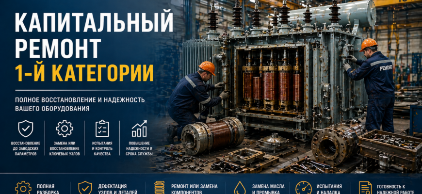 Капитальный ремонт трансформатора 1-й категории