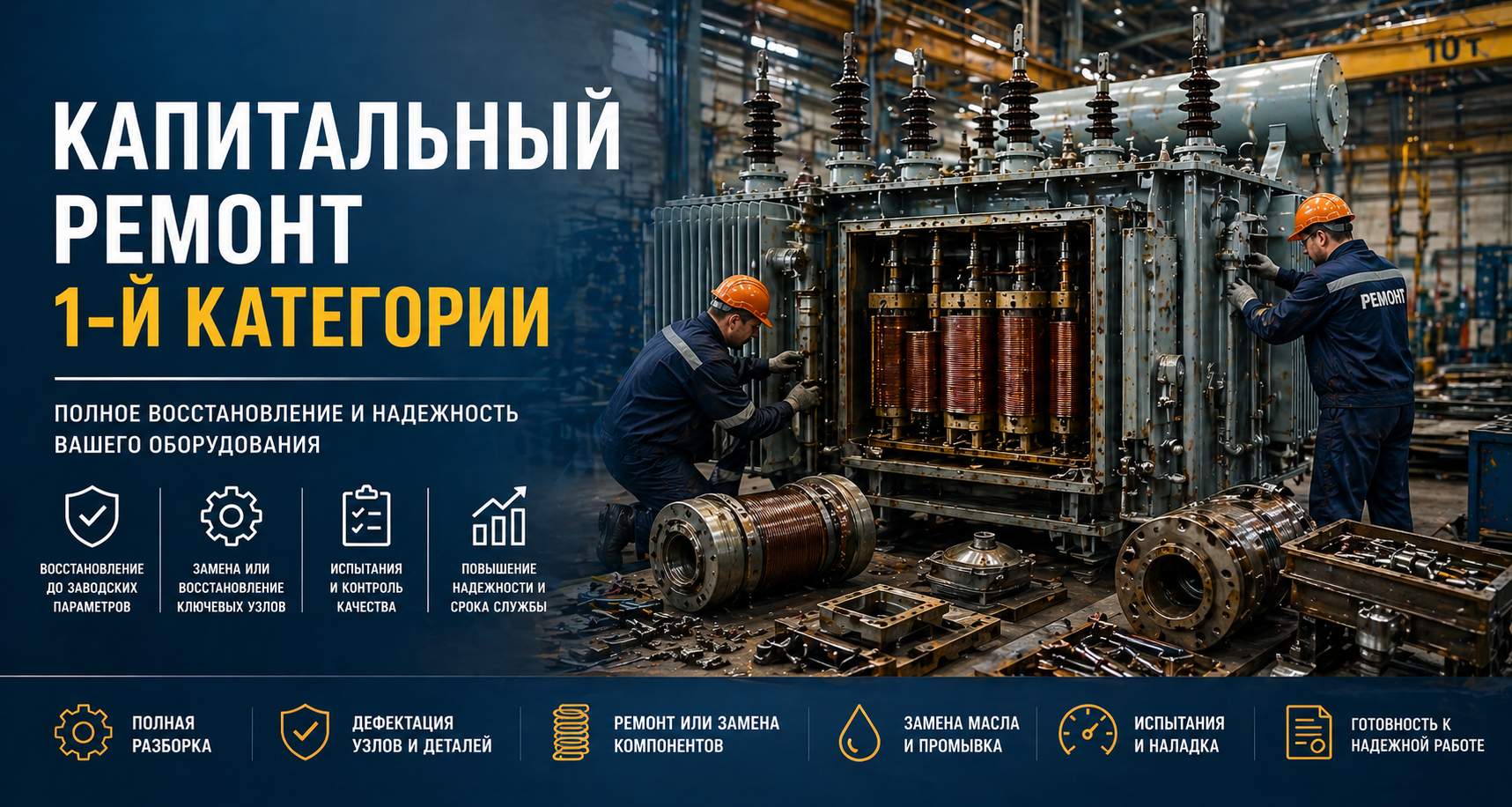 Капитальный ремонт трансформатора 1-й категории